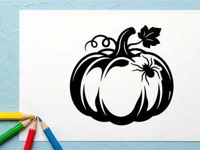 Ilustración de calabaza en blanco y negro para temas de otoño o Halloween