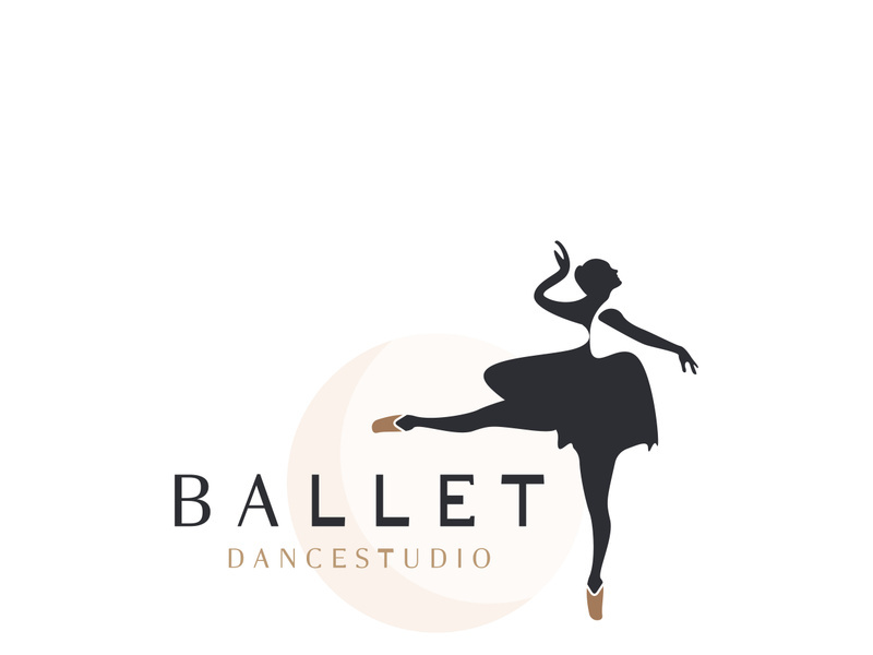 Ballet Dance studio logo design. Silhouette of a girl Dancing class abstract figure illustration