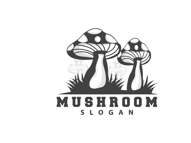 Mushroom Logo, Retro Minimalist Design