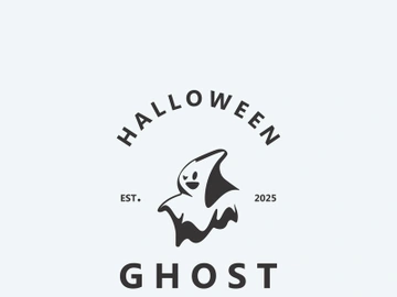Halloween spooky ghost character in flat style isolated template design preview picture