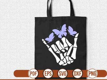 skeleton hands with Butterfly t shirt Design
