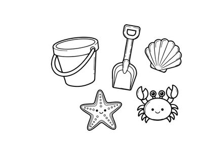 Beach summer toys set flat design vector illustration