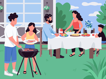 Barbeque flat color vector illustration preview picture