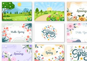 32 Spring Time Landscape Background illustration