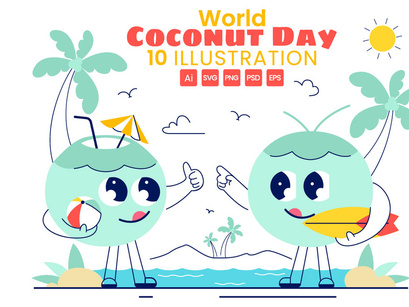 10 World Coconut Day Illustration