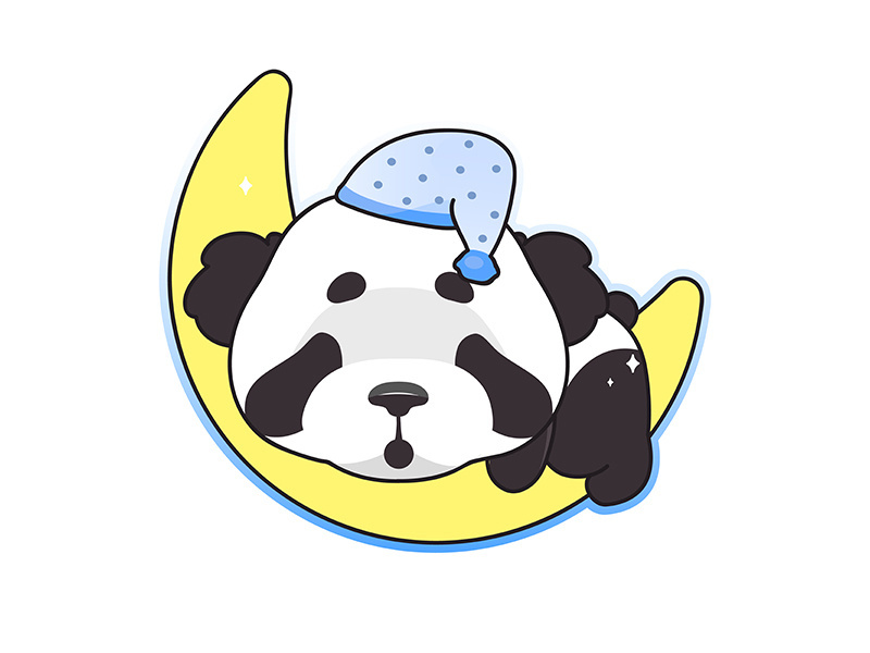 Cute panda sleeping on moon kawaii cartoon vector character