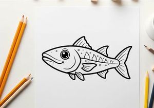 Cartoon tuna fish swimming vector illustration flat design