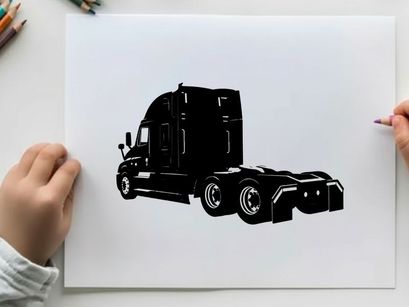 Silhouette of a semi truck with sleeper cabin