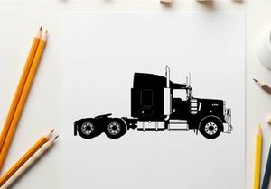Silhouette of a semi truck with trailer