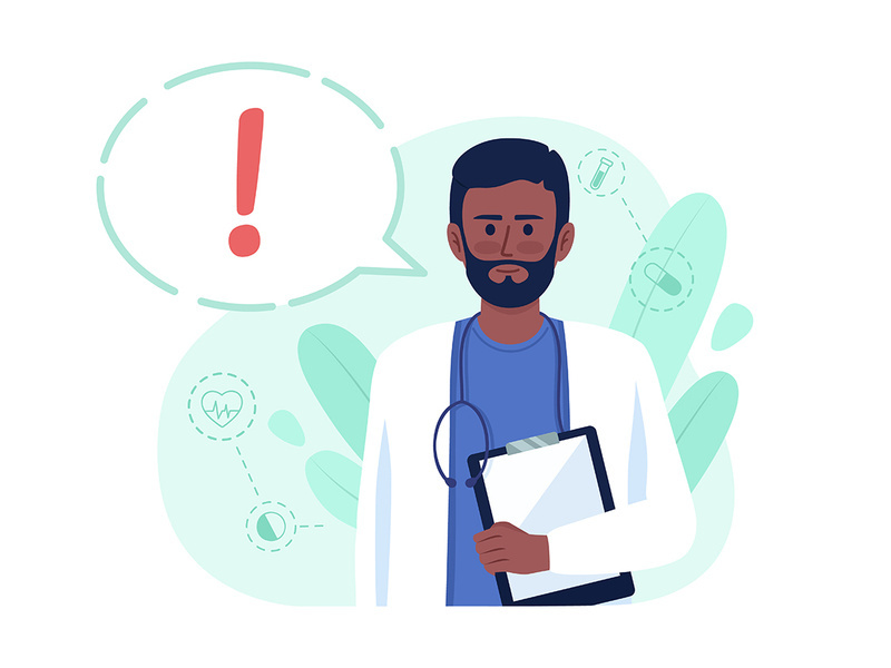 Important information from doctor 2D vector isolated illustration