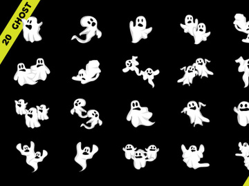 Ghost Logo, Halloween Ghost Vector Illustration, Halloween Party Template preview picture