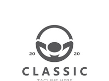 Steering wheel logo automotive car design garage auto repair workshop illustration