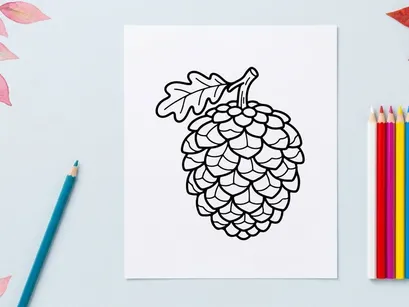 Ilustrasi pinus sederhana untuk proyek alam atau kerajinan tangan. Gambar botani minimalis untuk desain dan penggunaan edukasi.