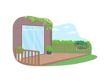 House back yard patio 2D vector web banner, poster preview picture