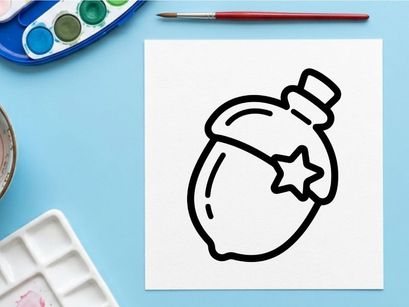 Ícone de bolota com estrela. Ilustração vetorial simples de uma noz para projetos de design de outono.