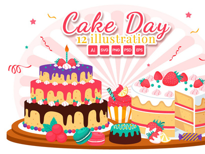 12 National Cake Day Illustration