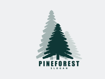 Forest Logo, Vector Forest Wood With Pine Trees Design preview picture