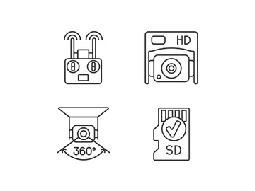 Effective drone use linear manual label icons set preview picture