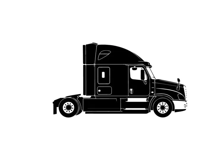 Silhouette of a semi truck with a sleeper berth