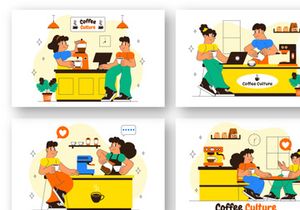 10 Coffee Shop Culture Illustration