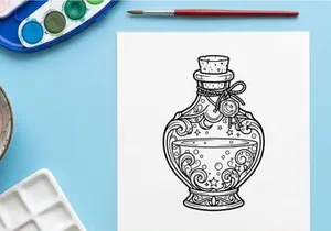Elegant vintage perfume bottle with ornate floral engravings. Classic decorative glass container for luxury fragrance or apothecary design.
