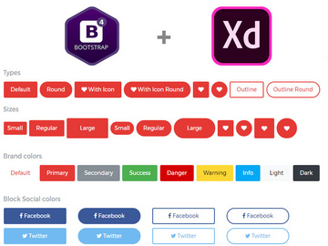 Elegant And Social Buttons Bootstrap And Adobe XD preview picture