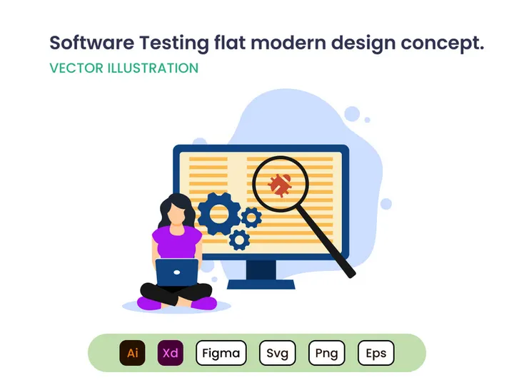 Software Testing. A Girl Finding Bugs on the Application