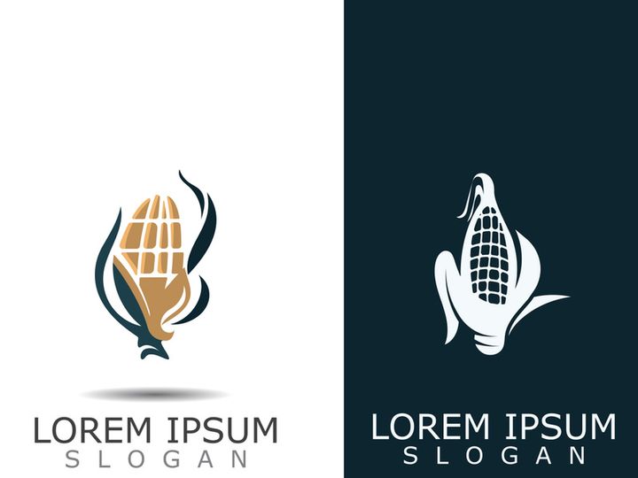 Corn simple logo design agriculture farming vector template