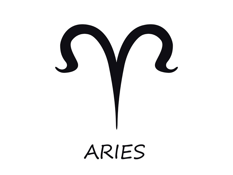 Aries zodiac sign black vector illustration
