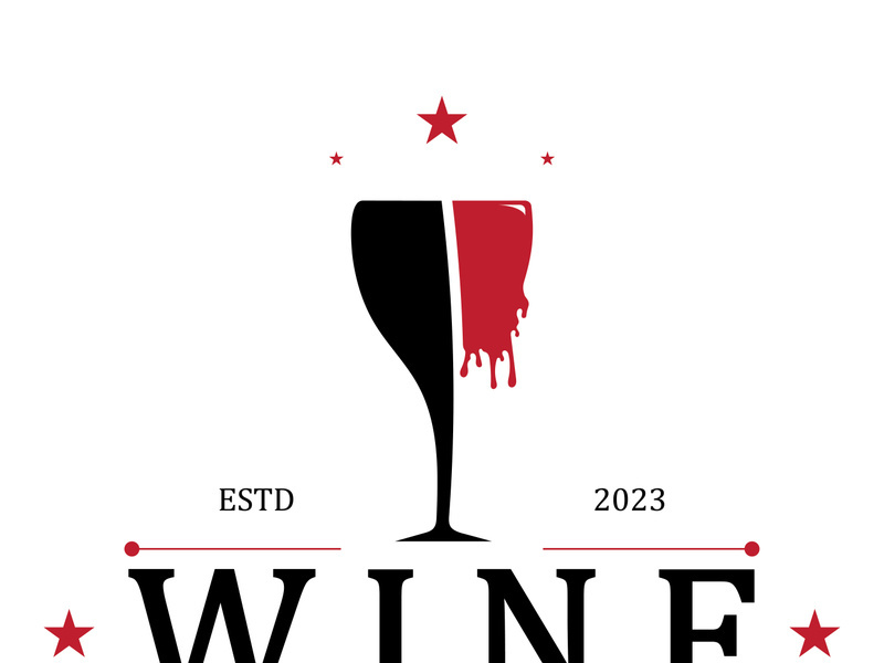 Wine logo with wine glasses and bottles.for night clubs,bars,cafe and wine shops.