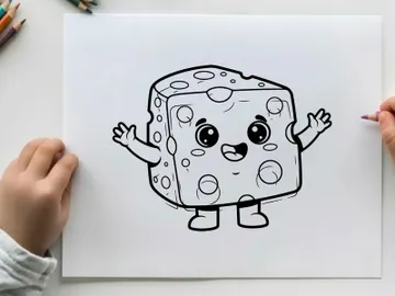 Cute cheese cube happy waving hands flat design vector illustration character emotion vector illustration preview picture