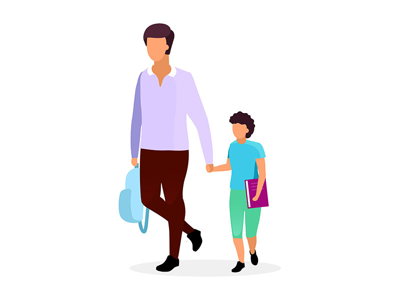Father with son flat vector illustration