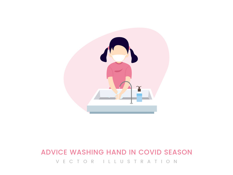Advice washing hand in covid season vector illustration
