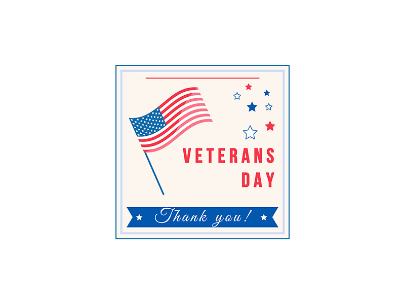 Veterans Day celebration flat color vector badge