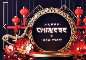 PSD 3d rendaring realistic chinese new year background bundles