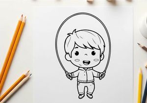 Boy playing with hula hoop vector illustration flat design