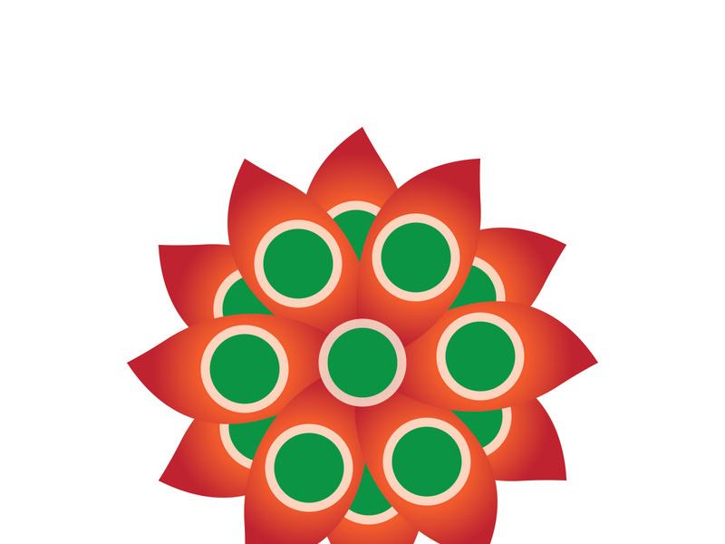 Traditional Asian colorful floral pattern Stained glass mosaic logo tile design inspiration