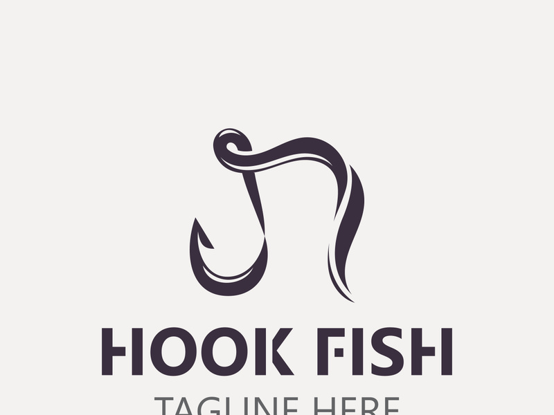 Hook Fishing logo simple and modern vintage rustic vector design style template illustration