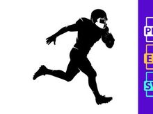American football player running with ball in hand silhouette
