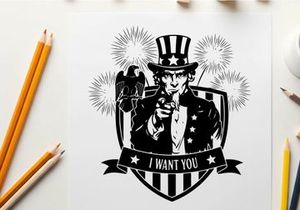 Uncle sam wants you silhouette patriotic american symbol