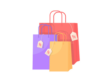 Retail bags with discount flat color vector object preview picture