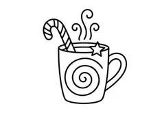Mug kopi natal buatan tangan dengan pengaduk permen tongkat dan putaran meriah