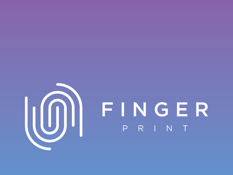 Modern human fingerprint logotype. Fingerprint for identity, business card, technology, digital.