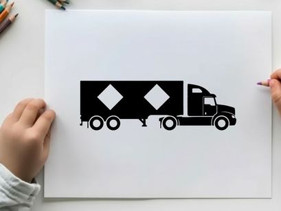 Silhouette of a semi truck with diamond markings on trailer