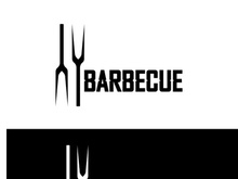 Simple Barbecue Vintage hot grill, with crossed flames and spatula. Logo for restaurant, badge, cafe and bar.vector