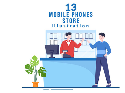 13 Mobile Phone Store Illustration