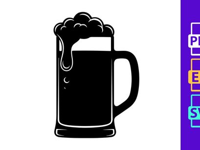 Monkey beer mug black silhouette isolated minimal design vector