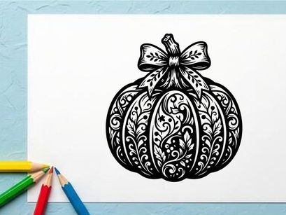 Intricate Halloween Pumpkin Illustration with Decorative Patterns