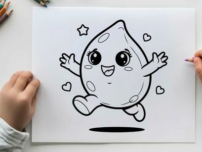 Cute happy moon character waving with stars vector illustration