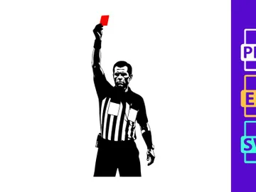 Referee holding a red card in a sports game for penalty or ejection preview picture
